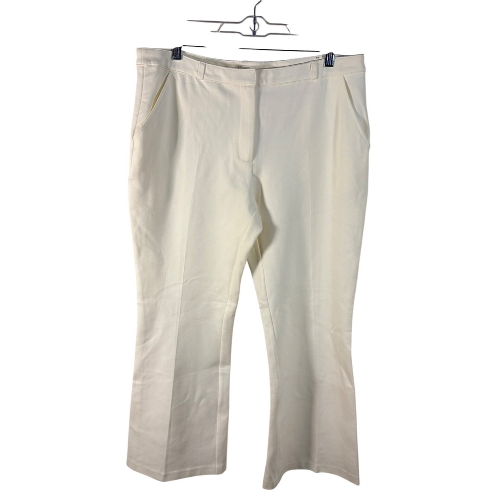 Nicole Miller‎ New York Womens Mid-Rise Bootcut Pants Ivory Off-White Size L NEW